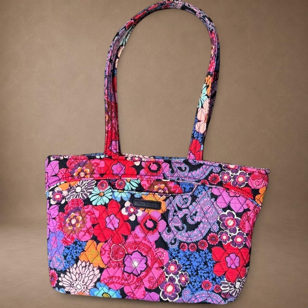 Vera Bradley Mod Floral Pink Quilted Tote Bag Retired Floral Shoulder Purse
